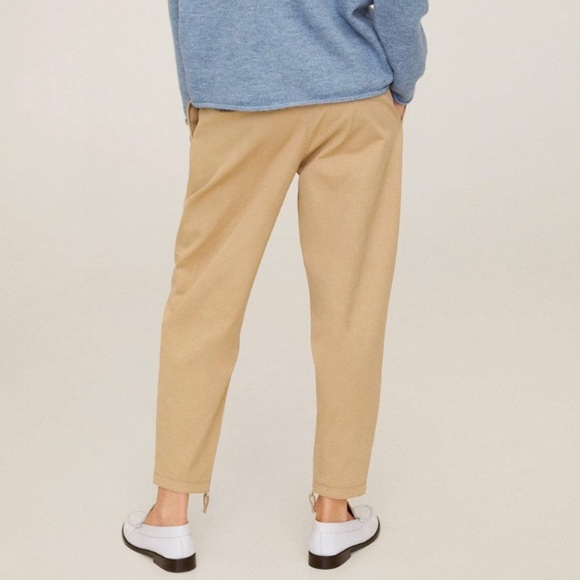 -NWT MANGO Beige Paper Bag Relaxed Trousers - Picture 2 of 9